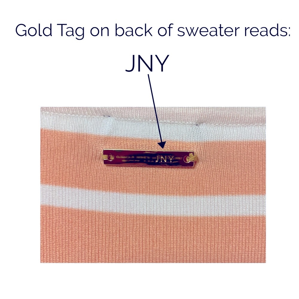 Vintage Jones New York Sweater Womens Small Peach White Striped 90s Y2K Side Tie - Picture 3 of 9